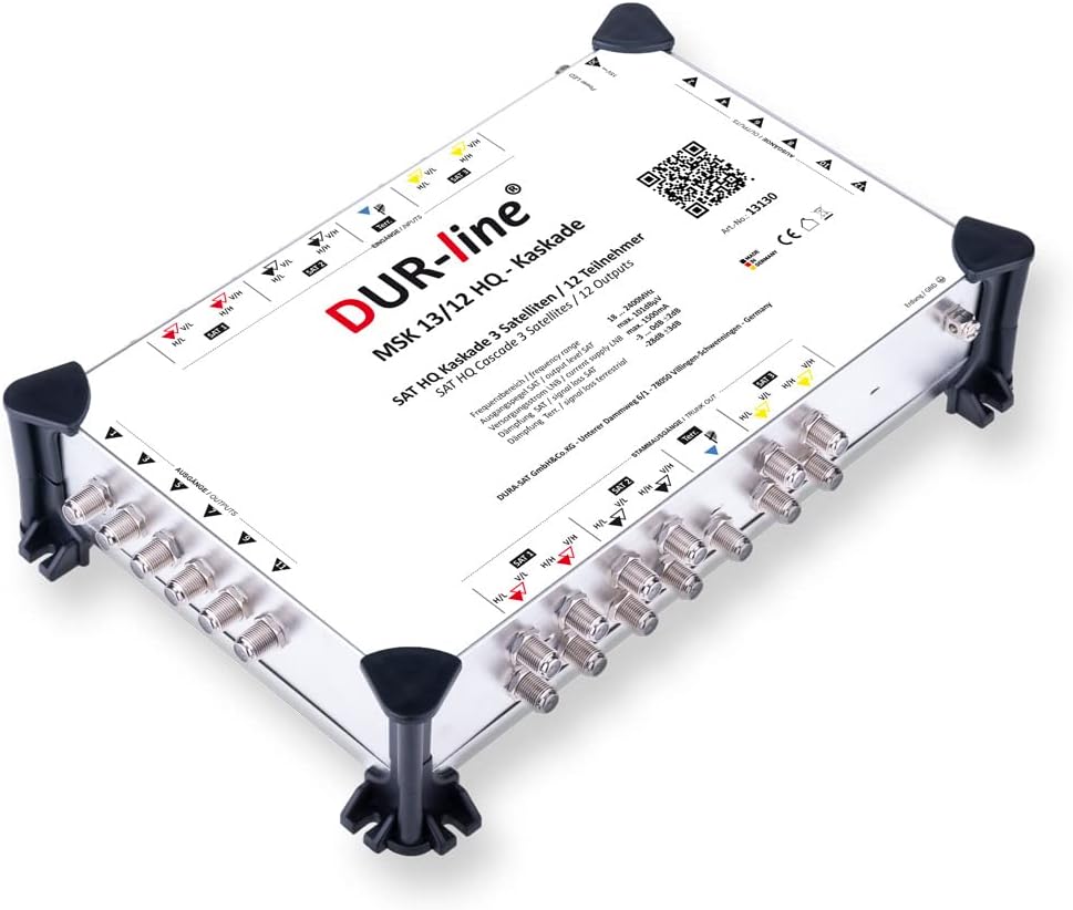 DUR-line MSK 13/12 HQ Multischalter-Kaskade - Für 3 Satelliten und 12 Teilnehmern/TV (erweiterbar) -
