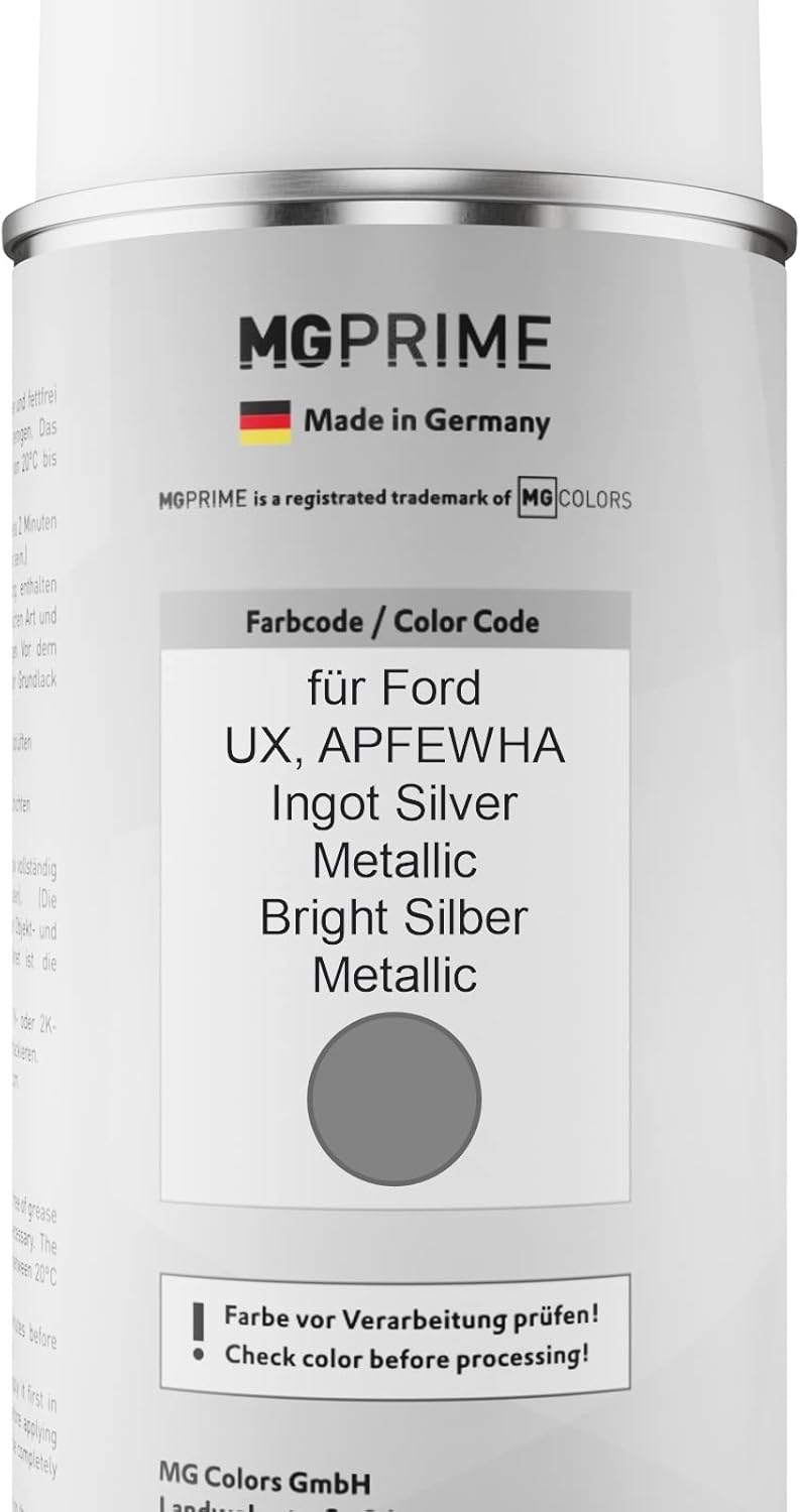 MG PRIME Autolack Sprühdosen Set für Ford UX/APFEWHA Ingot Silver Metallic/Bright Silber Metallic Ba