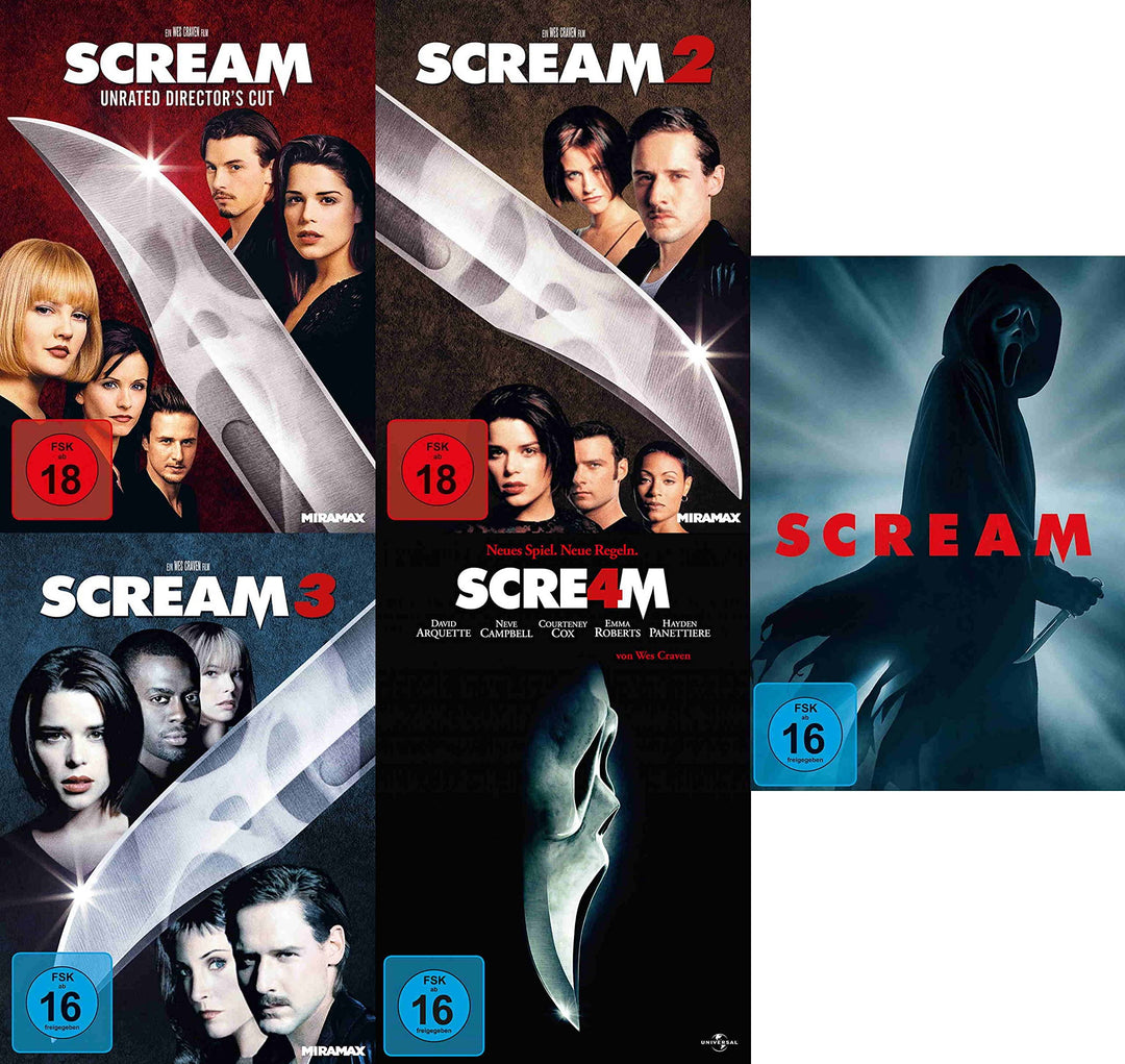 Scream - Teil 1-5 inkl. Scream 2022 (Uncut) im Set (5 DVDs), DVD