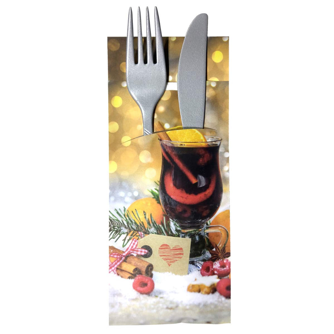 520 Bestecktaschen mit Serviette Glühwein 20 cm Weihnachten 520 Stück Glühwein, 520 Stück Glühwein