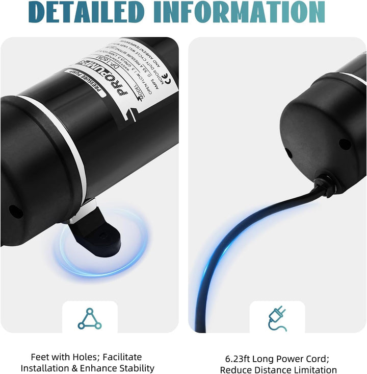 120W Selbstansaugende Wasserpumpe, 5.1–5.5 l/min Membranpumpe | mit Maximaler Betriebsdruck 80–90 ps