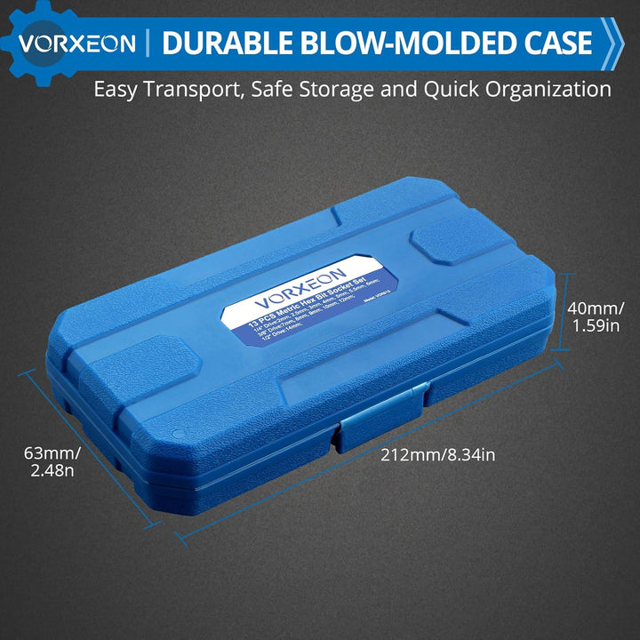 VORXEON Sechskant Steckschlüssel Set 13pcs steckschluesselsatz Metric 2-14mm Mechaniker Werkzeug Sec