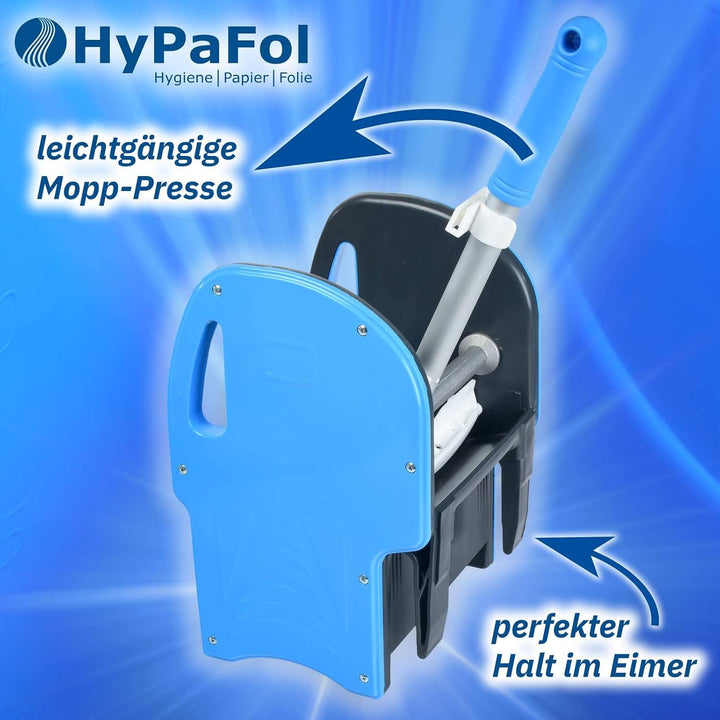 Hypafol Mini Reinigungswagen | Set 40 cm | 2-Kammer Putzwagen mit 24l Eimer mit Trennwand | mit Mopp