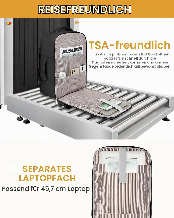 LOVEVOOK Handgepäck Rucksack Flugzeug, 50L Reiserucksack Damen Gross, Wasserdicht Laptop Rucksack Da