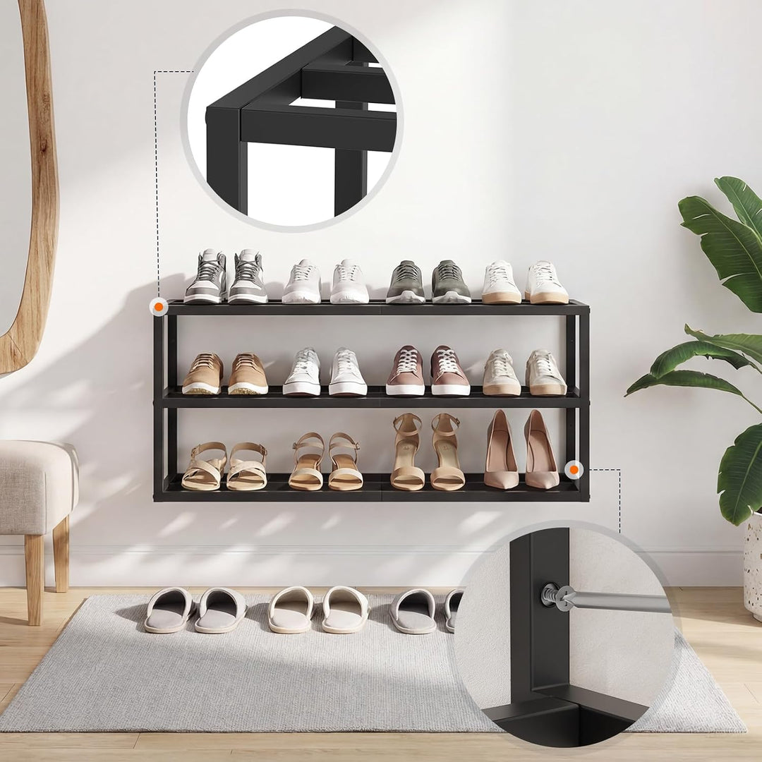 HOOBRO Schuhregal Wandmontage, 2er-Set, Schuhregal Wand, Hängende Schuhablage, Schuhorganizer aus Me