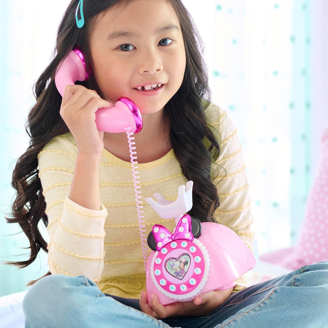 Disney Junior Minnie Mouse Ring Me Rotary Phone with Lights and Sounds, Interactive, Iridescent Pink