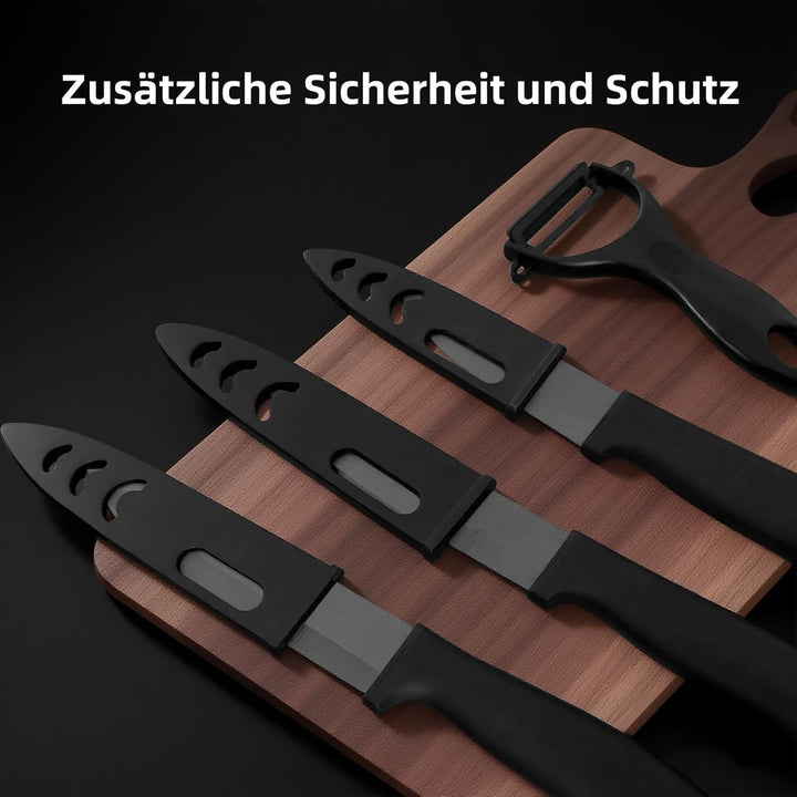 Keramikmesser Set, Scharf 4er Pack Messerset, Mehrfunktionalmesser, Obstmesser, Gemüsemesser und 1 S