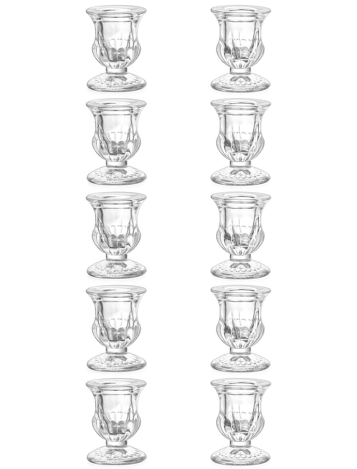 Romadedi Kerzenhalter Kerzenständer Glas 10er - Klein Kerzen Ständer Set für Stabkerze Spitzkerzen f
