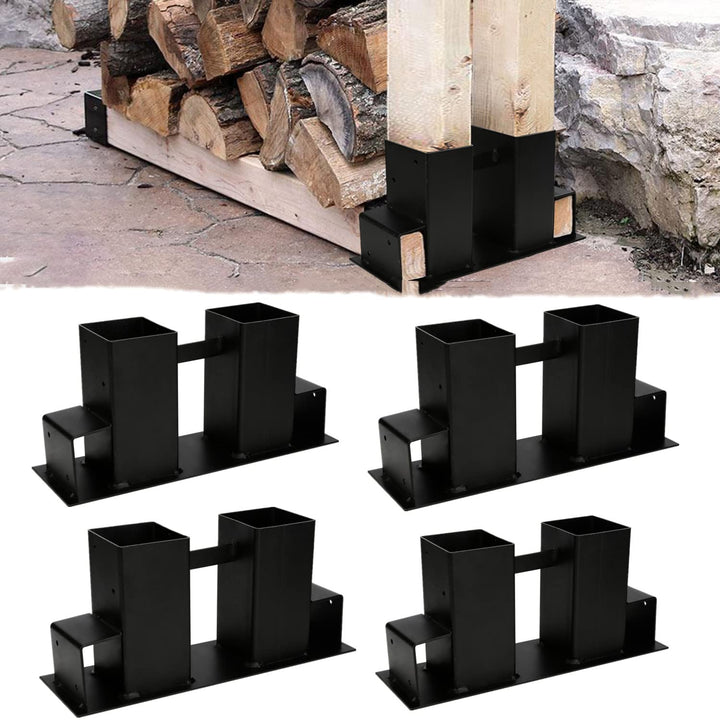 Sonnewelt 4 Stück Holzstapelhilfe Aussen Metall, Holzlager Verstellbarer Lagerregal Holzstapelhalter