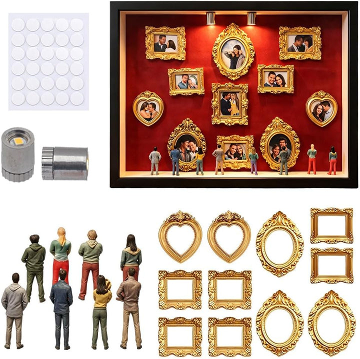 DIY Mini Museum Silhouette Box, Museum of Us Kreatives Bilderrahmen Set mit 11 Gold Rahmen & 8 Figur