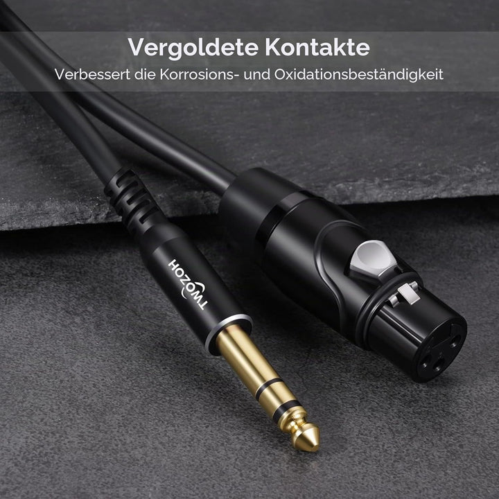 Twozoh XLR Buchse auf Klinke 6,35 mm(1/4") TRS Kabel 10M 2 Stück, Stereo XLR auf Klinke 6,3 Symmetri