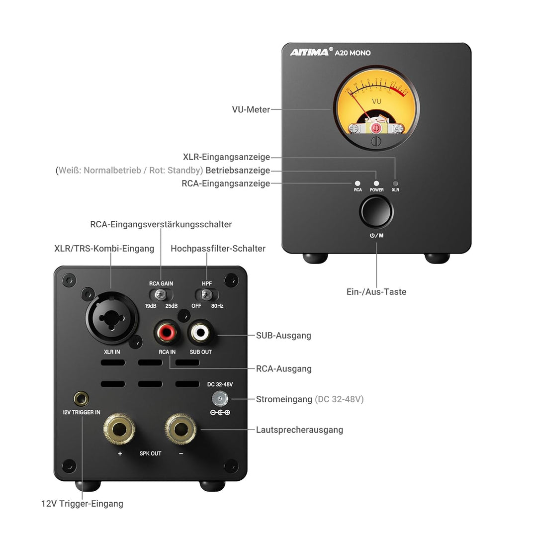 AIYIMA A20 Mono Vollsymmetrischer 300W TPA3255 Klasse D Verstärker mit HFP | HiFi Desktop Verstärker