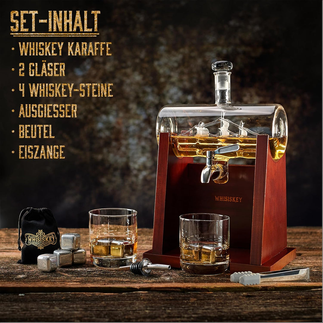 Whisiskey - Whisky Karaffe - 1000 ml - Geschenkset Herren - Luxuriöses Whiskey Set - Geschenk zum Va