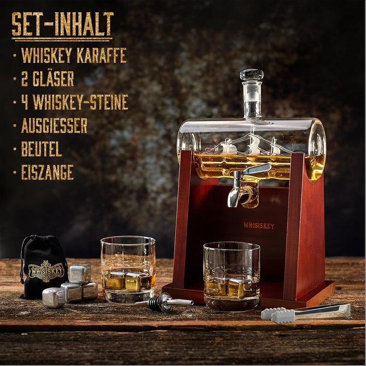 Whisiskey - Whisky Karaffe - 1000 ml - Geschenkset Herren - Luxuriöses Whiskey Set - Geschenk zum Va