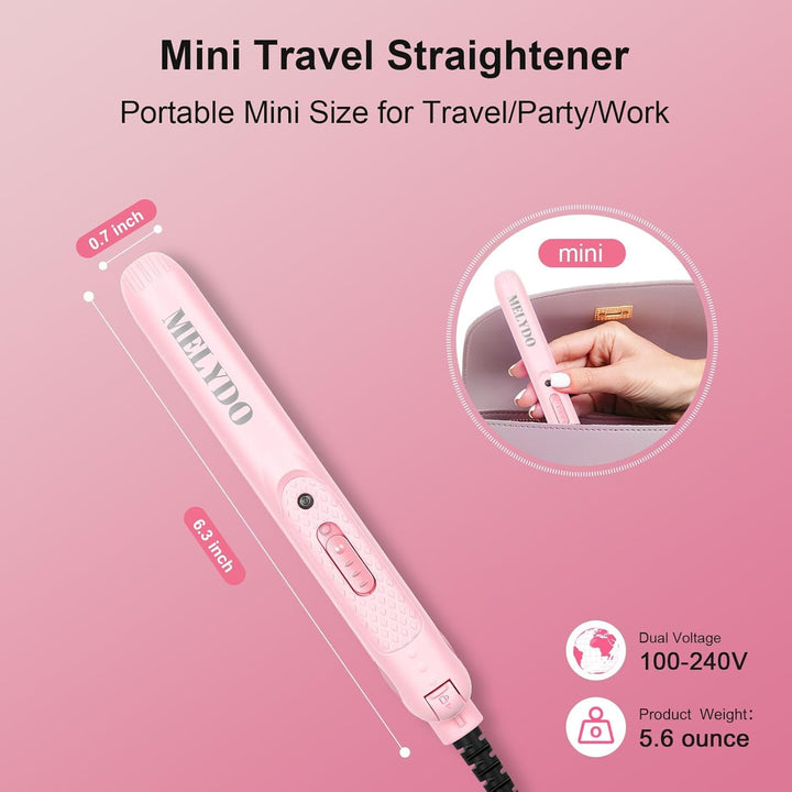 MELYDO Glätteisen Mini für kurzes Haar, Reise Glätteisen, Kleins Glätteisen, Haarglätter Mini 210 °C