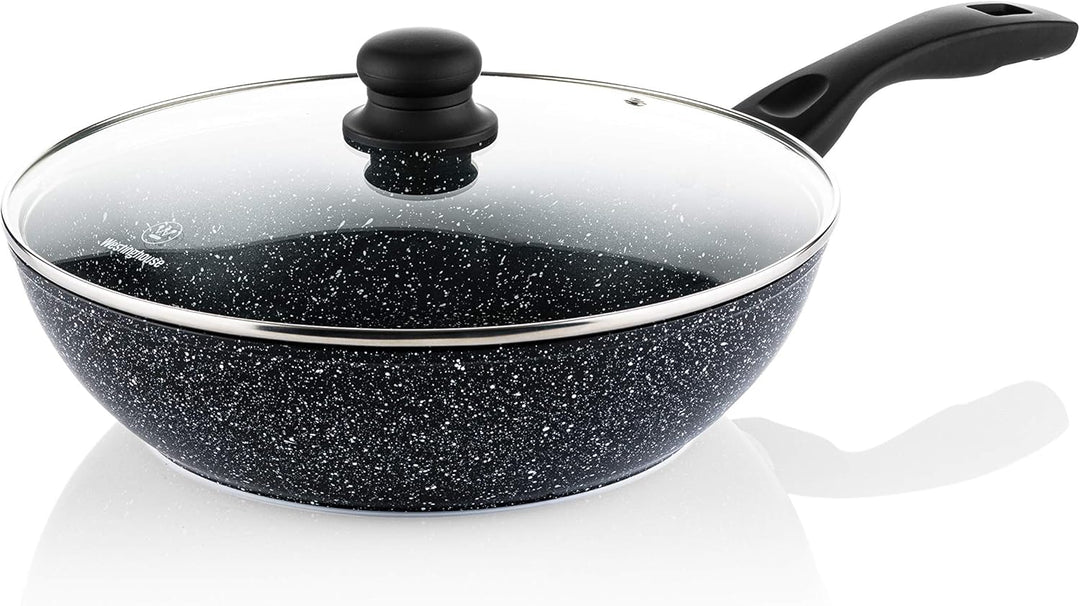 Westinghouse Black Marble Wokpfanne 30cm, 3-lagige Marmor-Antihaftbeschichtung, aus geschmiedetem Al