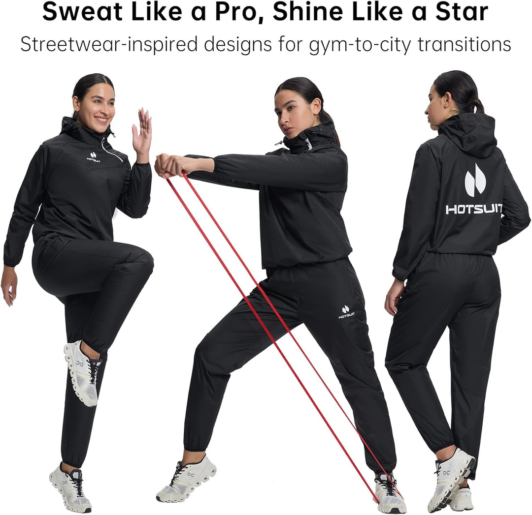 HOTSUIT Saunakostüm für Damen, Hose, Schlankheitsjacke, Fitnessstudio, Sweatshirt, Schweisskleidung,