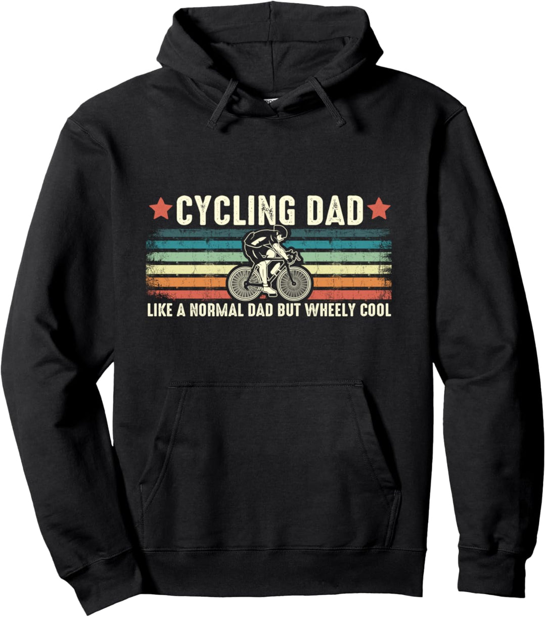 Cycling Dad Wheely Cool Funny Vintage Bike Rider Cyclist Pun Pullover Hoodie