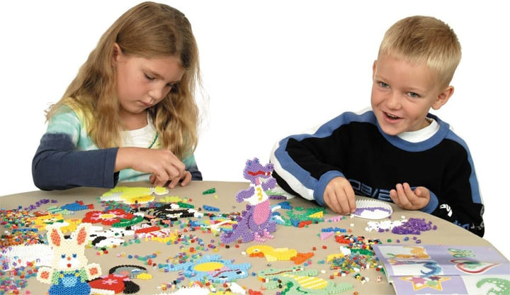 Hama Perlen 3717 Kreativbox Kreise mit ca. 2.400 bunten Midi Bügelperlen mit Durchmesser 5 mm, 3 Sti