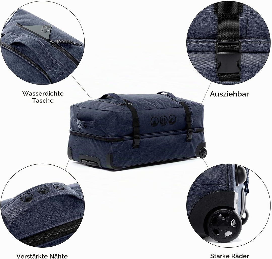 SONS OF ALOHA Grosse Reisetasche mit 2 Rollen Kane Rollkoffer 80 cm Koffer Sporttasche Reise-Trolley