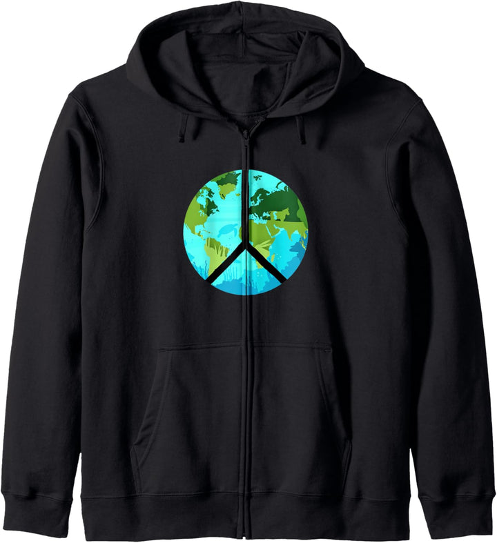 Tag der Erde, Weltfrieden, Umweltfriedenszeichen, Hippie Kapuzenjacke