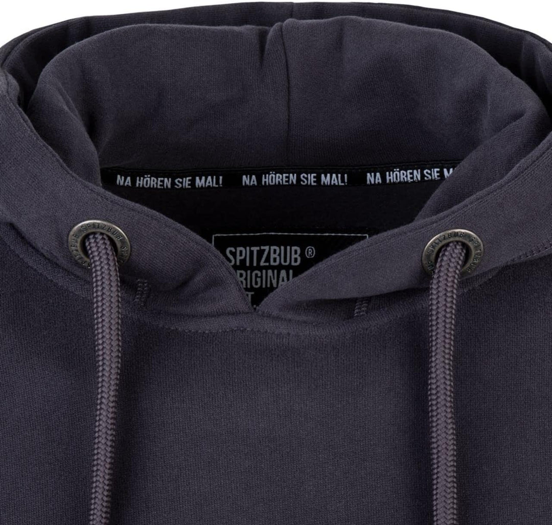 Spitzbub Herren Hoodie Kapuzenpullover in Dunkelgrau/Petrol, L