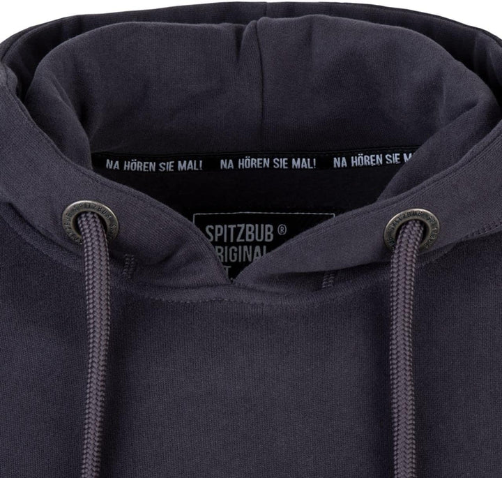 Spitzbub Herren Hoodie Kapuzenpullover in Dunkelgrau/Petrol, S