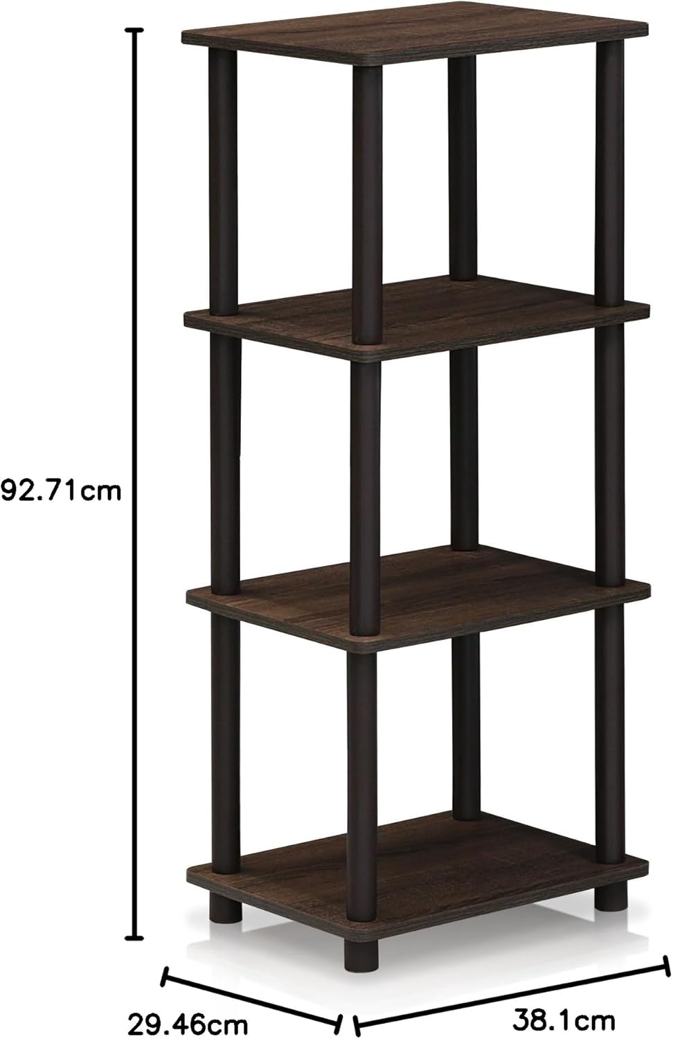 Furinno Raumregalsystem mit 3 Fächern, holz, Nussbaum/Braun, 29.46 x 29.46 x 92.71 cm Walnuss/Braun