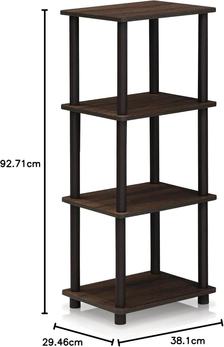 Furinno Raumregalsystem mit 3 Fächern, holz, Nussbaum/Braun, 29.46 x 29.46 x 92.71 cm Walnuss/Braun