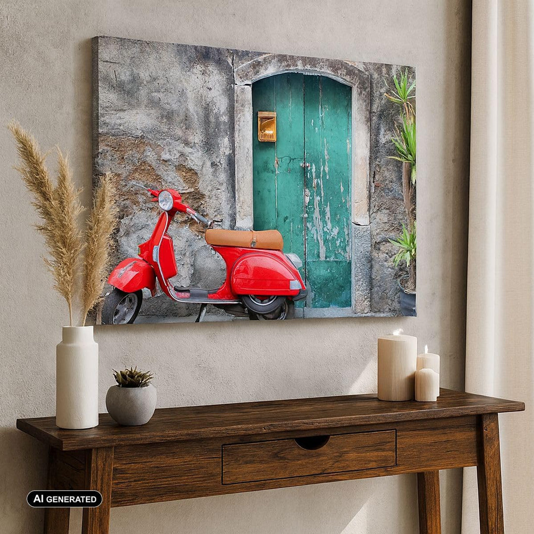 Bilder auf Leinwand Scooter transport italien retro Leinwandbild 70x50cm Wandbilder Dekoration Wohnz