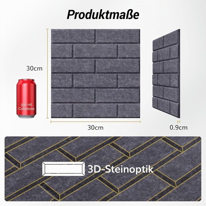 TONOR Ziegeltyp Akustikpaneele selbstklebend, 18 St.30x30x0,9cm Schalldämmung Schallschutzplatten, W