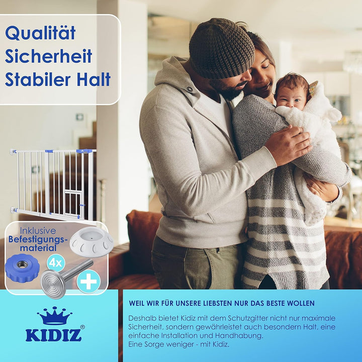 KIDIZ® Türschutzgitter Absperrgitter Treppengitter Kindergitter | mit Türe für Hunde und Katzen, Hau