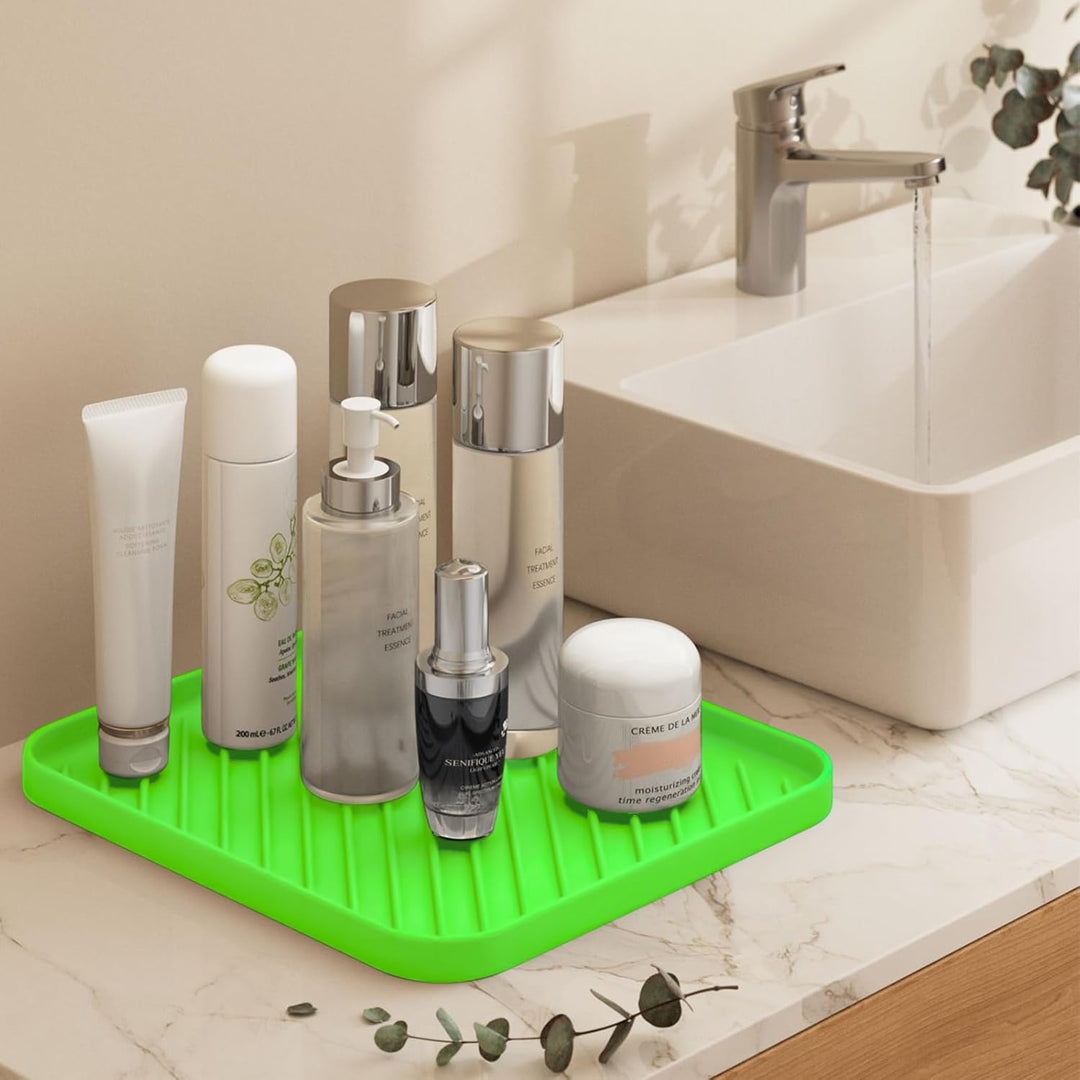 Silikon-Organizer-Tablett für Küchenspüle und Badezimmer, Geschirrspüler-Tablett, vielseitiges Badez