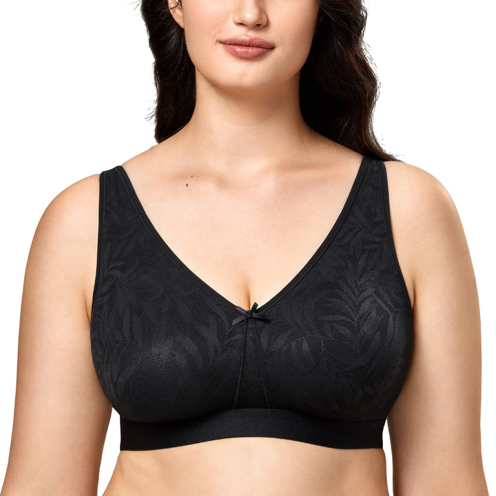AISILIN Damen BH ohne Bügel Vollschalen Grosse Grössen ohne Polster Schlaf Entlastungs 75C Schwarz,