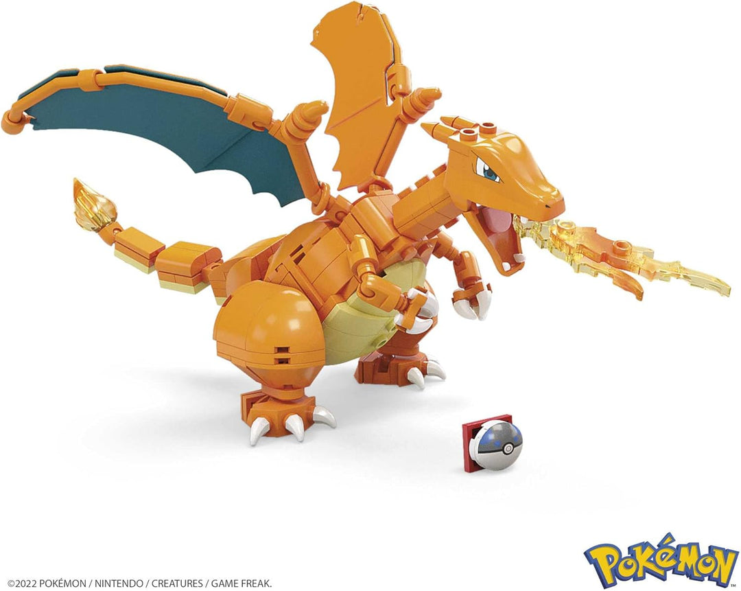 MEGA Pokémon Building Toys Action Figure, Poseable 4 Inch Charizard Collectible for Display with Bon