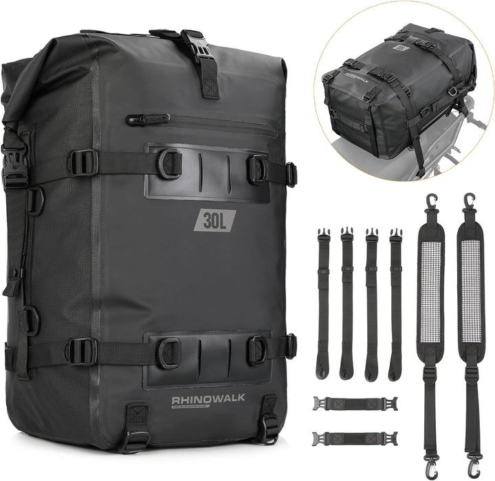 Rhinowalk Motorrad Sitztasche 8/15/30L Wasserdicht Motorradtasche Satteltaschen Gepäckträgertaschen