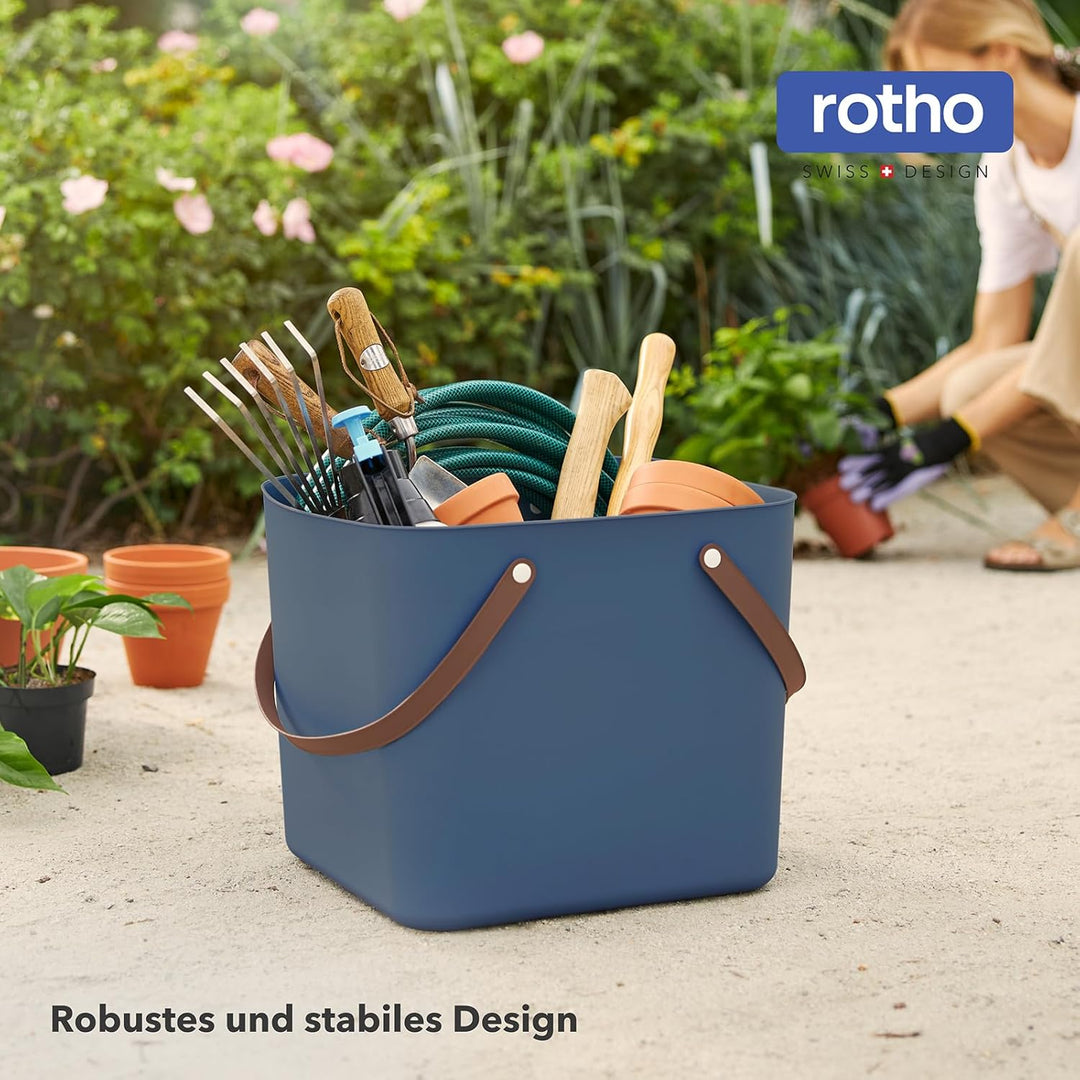 Rotho Albula Einkaufskorb, Kunststoff (PP recycelt), blau, 40l, (39,8 x 35,5 x 34 cm)