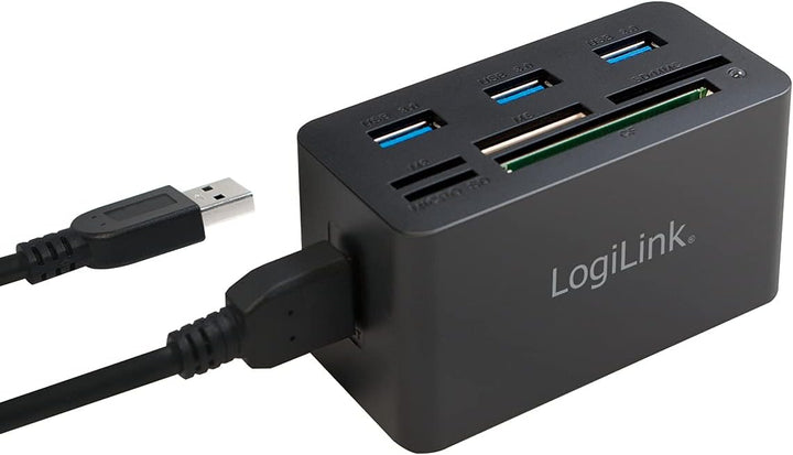 LogiLink CR0042 USB 3.0 Hub mit All-in-One Card Reader (Micro SD / SD / MS / M2 / CF) Schwarz Single