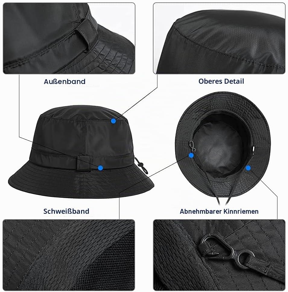 Comhats Regenhut Unisex für Damen Herren Wasserdichter Bucket hat Faltbar Eimerhut Strand Surfen Ang