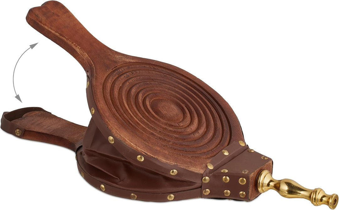 Relaxdays Blasebalg, Holz, Luftgebläse für Grill & Kamin, Länge: 47 cm, rustikales Design, Handblase