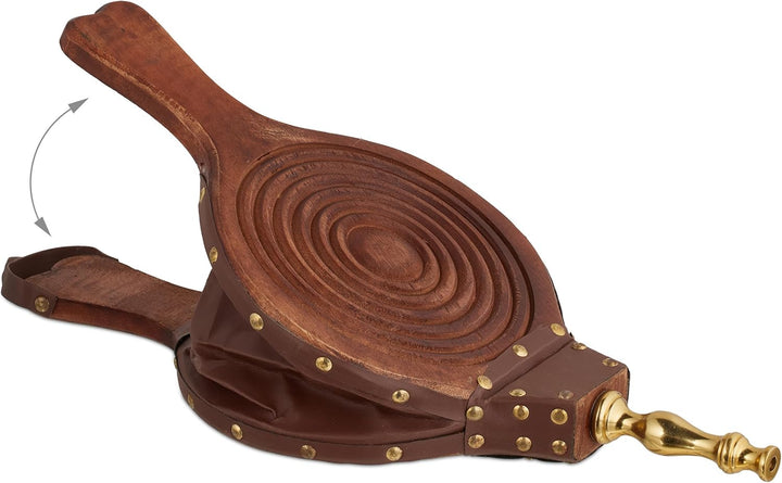 Relaxdays Blasebalg, Holz, Luftgebläse für Grill & Kamin, Länge: 47 cm, rustikales Design, Handblase