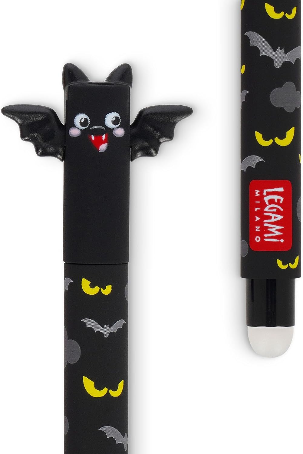 Legami - Set mit 3 löschbaren Gelstiften, The Boo Crew, löschbare wärmeempfindliche Tinte, Schwarz,