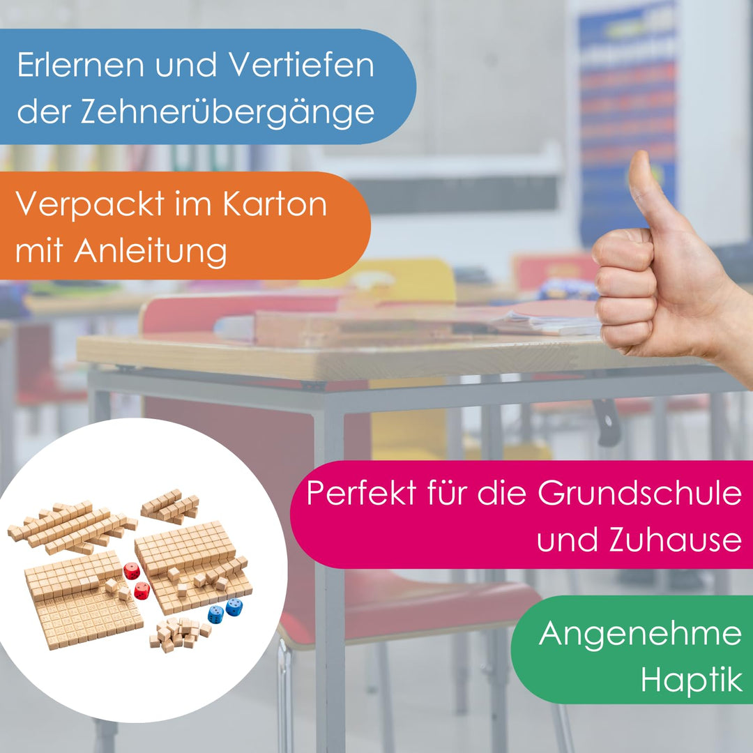 WISSNER® Mathespiel Hunderterraum aus RE-Wood® - Nachhaltiges Lernspiel für Kinder- Made in Germany