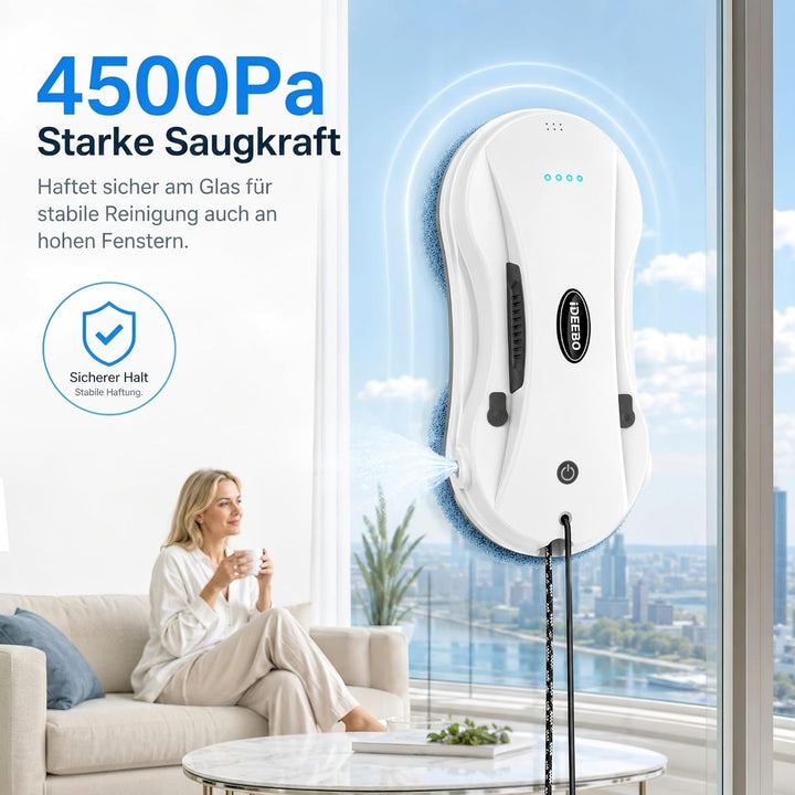 Fensterputzroboter, Fensterroboter mit 2-Fach Sprühsystem, Automatischem Wegplanung, Mehrfachschutz,