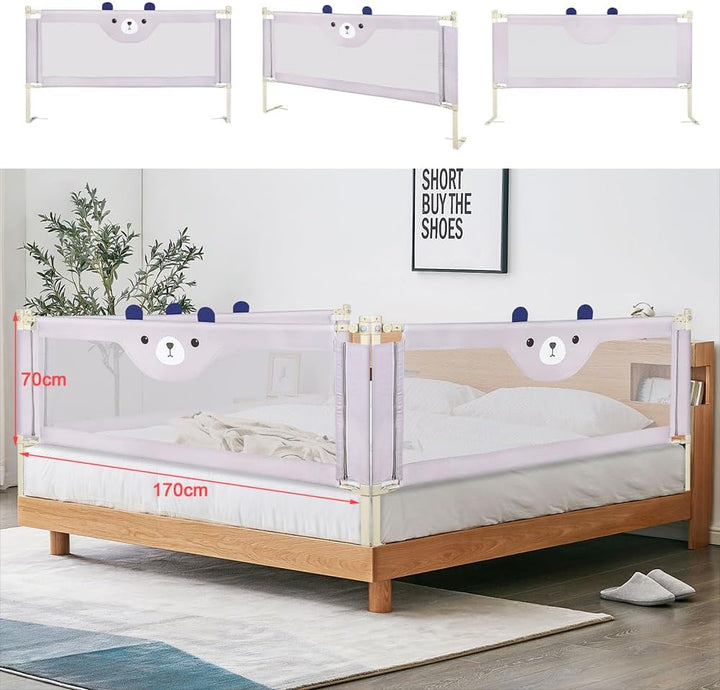 Bettgitter Rausfallschutz für Kinderbett &amp; Babybett, Höhenverstellbar und Klappbar, Ohne Bohren Mont