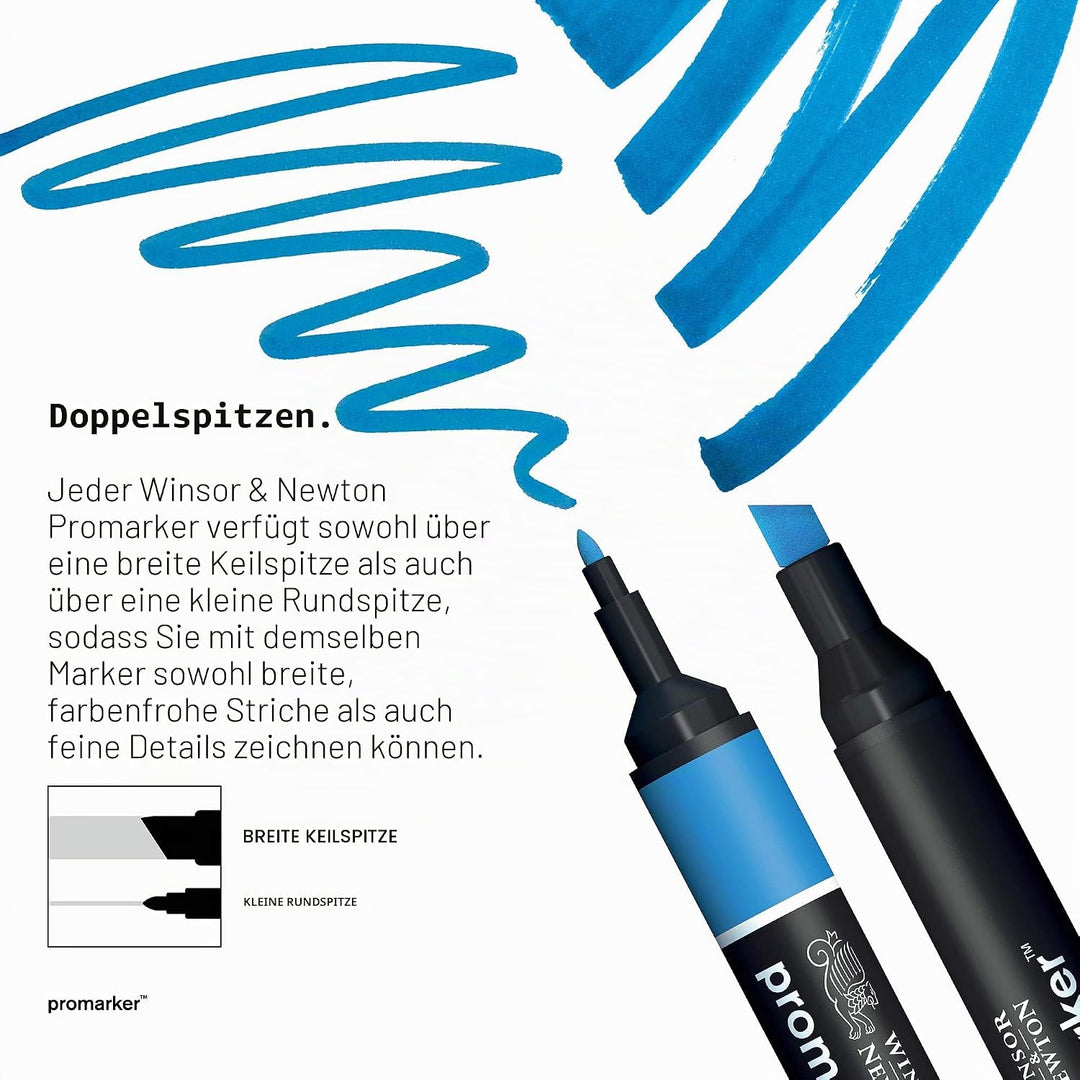 Winsor & Newton 0290037 Professioneller Layout Mixed Marker 24 Farben Set, 24 im Wallet, 2 Spitzen,