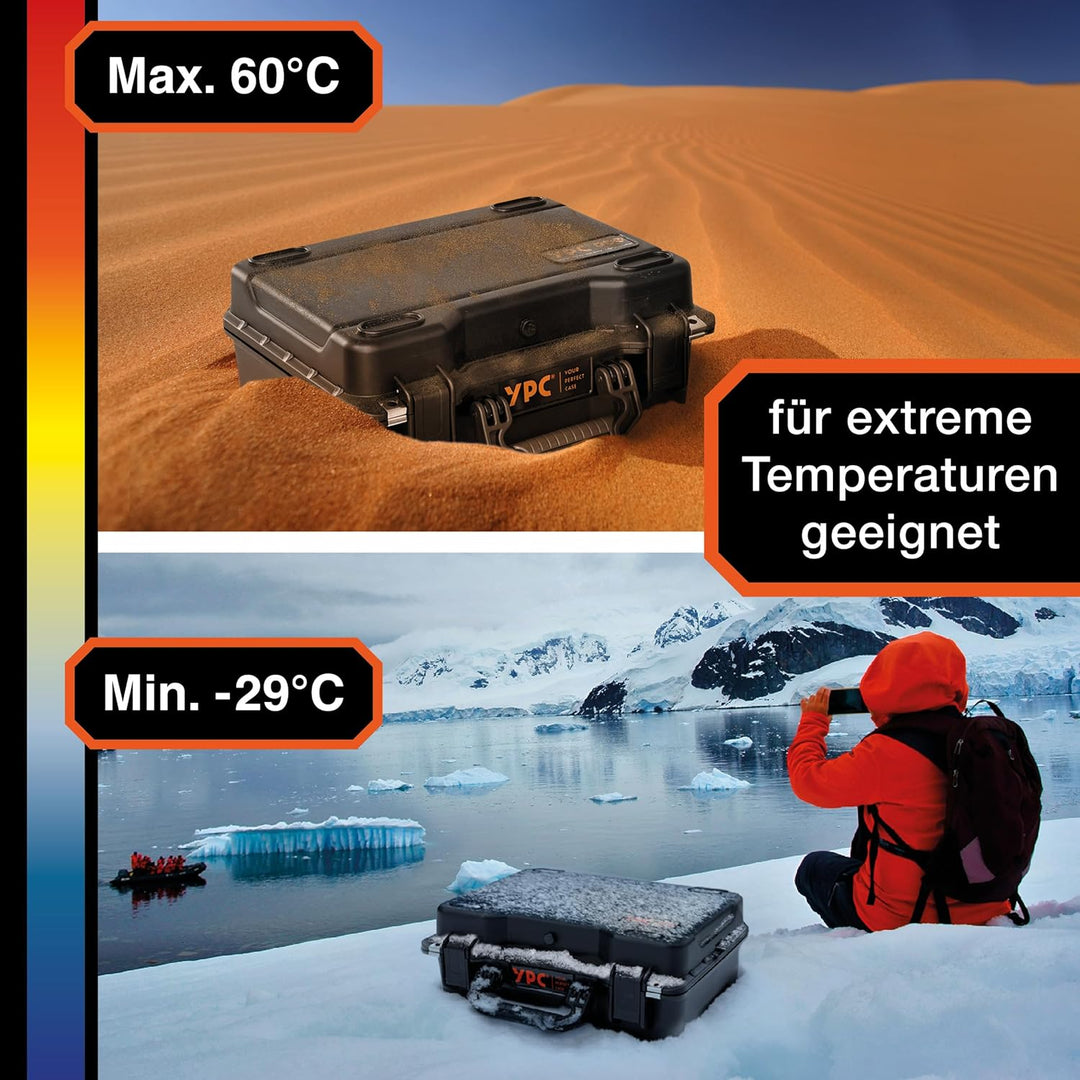 YPC Xplorer Case M – 40cm x 33cm x 16,5cm Outdoor Case, Sortierkoffer wasserdicht, Kamera Koffer Har