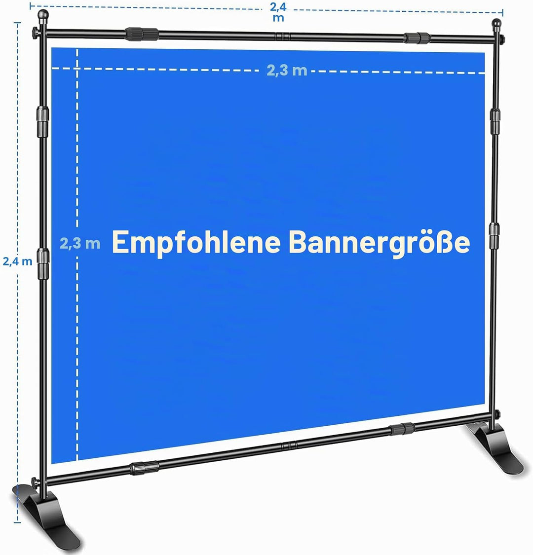 EMART Hintergrund Ständer 2,4 x 2,4 m, Verstellbarer Foto Hintergrundständer mit 2 Sandsäck, Banner