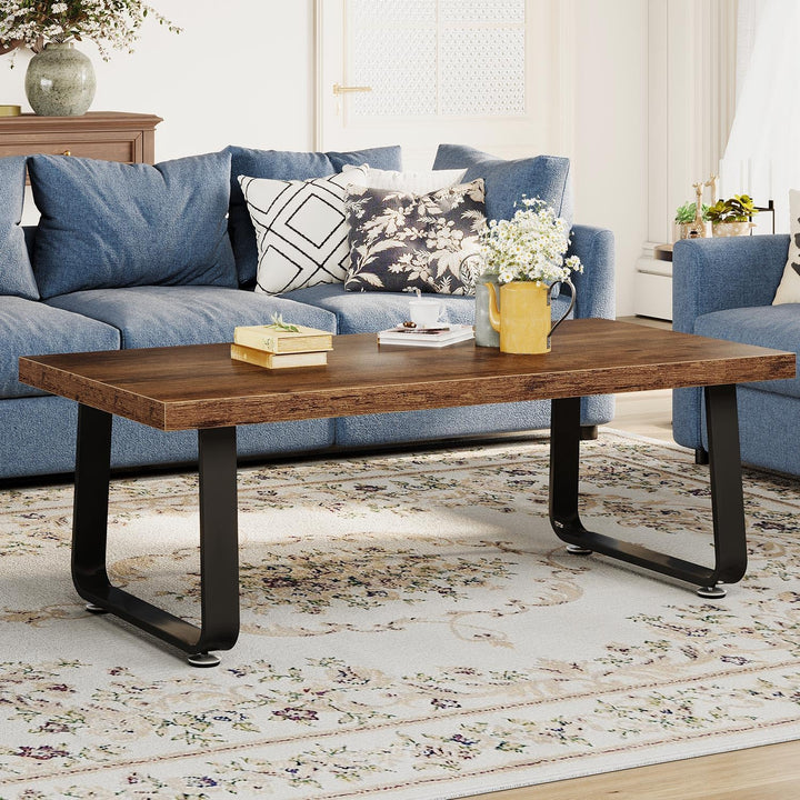 HSH Couchtisch Holz Tisch Wohnzimmertisch aus Holz Metallgestell Industrie Design für Wohnzimmer Bei