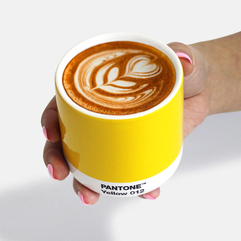 Pantone doppelwandiger Porzellan-Thermobecher Cortado, ohne Henkel, 190ml, 012, Yellow 012